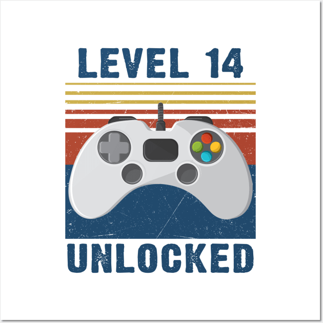 Level 14 unlocked funny gamer 14th birthday Wall Art by Sauconmua Conlaigi99